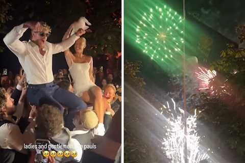 Logan Paul and Nina Agdal Hoisted Up in Chairs After Tying the Knot