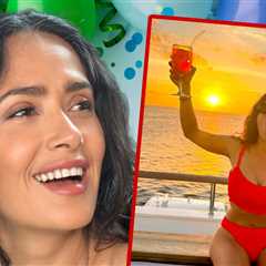 Salma Hayek Celebrates Final Year of Her Fifties With Red-Hot Bikini Pic