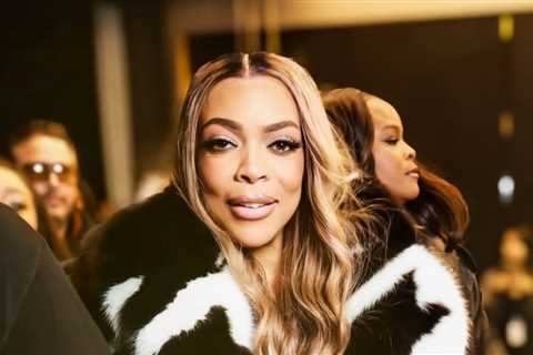 Wendy Williams Spotted at LaQuan Smith NYFW Show win a Black and White Fur Coat with Black Mini..