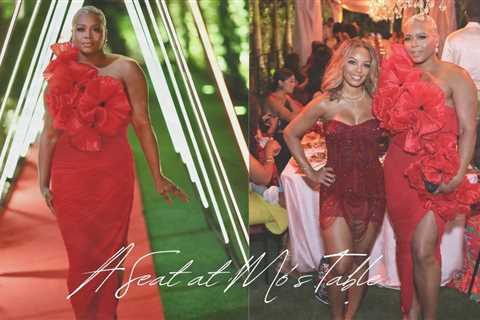 Fashion Bomb CEO Claire Sulmers Celebrates Monique Rodriguez Birthday in a Red Atelier Indigo Mazu..