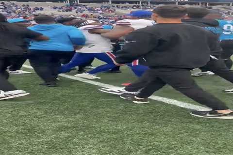 Bills-Panthers game ends in chaos as players clash on field in fiery scene