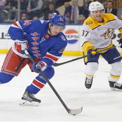 Star prospect Gabe Perreault notches first NHL point in season debut on Rangers’ top line
