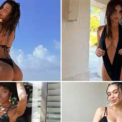 Sexy Stars In Black Bikinis ... Shop 'Til You Drop!