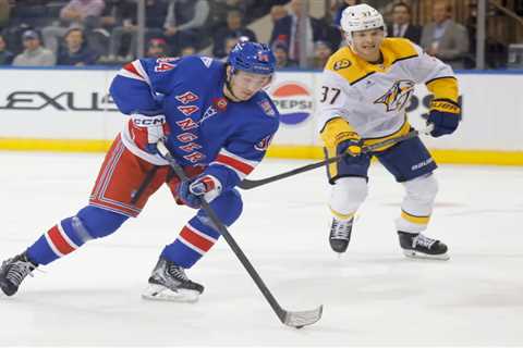 Star prospect Gabe Perreault notches first NHL point in season debut on Rangers’ top line