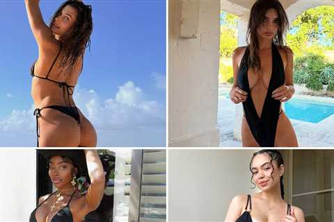 Sexy Stars In Black Bikinis ... Shop 'Til You Drop!