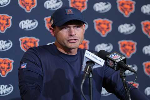 Bears coach Ben Johnson rips shirt off after victory in epic moment