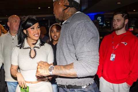 Cardi B Wears Ivory Chanel Coco Neige Cashmere and Alpaca Knit Set with Matching Trousers at Stefon ..