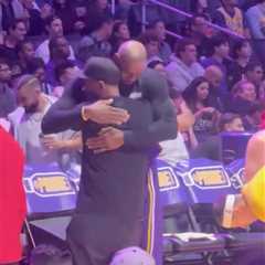 Denzel Washington cozies up to LeBron James ahead of Lakers game