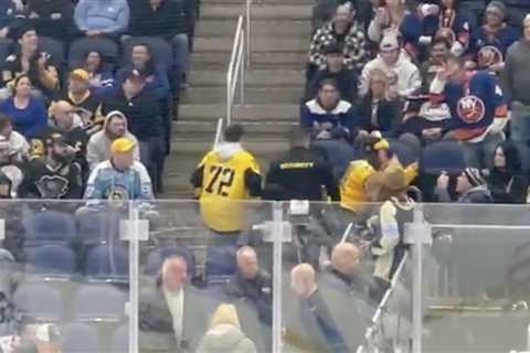 Penguins fan attacks Islanders supporter — while she’s already getting kicked out of UBS Arena