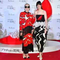 The Devil Wears Prada 2 Tokyo Fan Event: Anne Hathaway in Black and Ivory Valentino Couture Silk..