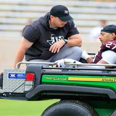 Texas A&M captain Daymion Sanford carted off field in scary spring game moment