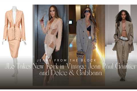 J LO Takes NYC in Vintage Blush Jean Paul Gaultier and Dolce & Gabanna Spring 2026 Suit with Boxers