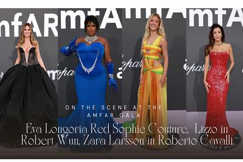 On the Scene at the amfAR Cannes Gala: Eva Longoria in Red Sophie Couture, Heidi Klum in Black..