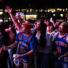 Knicks fans clash with cops in chaotic scene outside Bryant Park Game 3 watch party