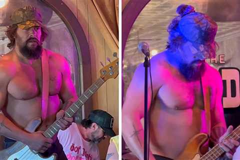 Jason Momoa Goes Shirtless To Shred On A Guitar With His Band