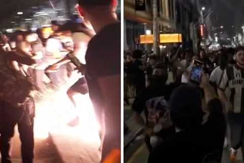 Knicks Fans Run for Cover After Explosions During Celebration Outside MSG