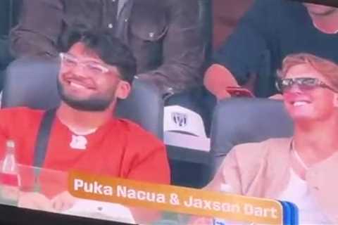 LA Rams star Puka Nacua sips Coca-Cola with Jaxson Dart at Team USA World Cup match after rehab..
