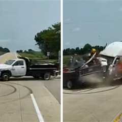 Dashcam Captures Terrifying Moment Truck Collides With Tractor-Trailer