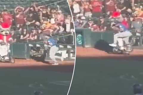 Minor league mascot goes viral after bowling over Alek Thomas on scooter