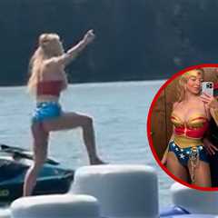 Sydney Sweeney Runs Through Obstacle Course, Dresses As Sexy Wonder Woman Alongside Scooter Braun