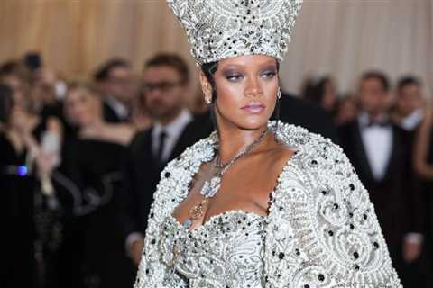 Rihanna Rocks Wildly Colorful Headdress With Jewel-Dripping Carnival Outfit Featuring Bold Cut-Outs ..