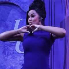 Cardi B Wore a Purple Fringed Loewe Dress to Huda Beauty’s “Ultra Snatched” Launch Party